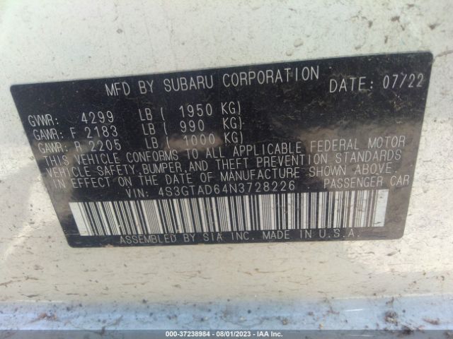 4S3GTAD64N3728226 Subaru Impreza Premium