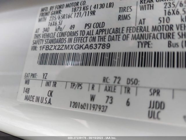 1FBZX2ZMXGKA63789 Ford Transit Wagon Xl/xlt