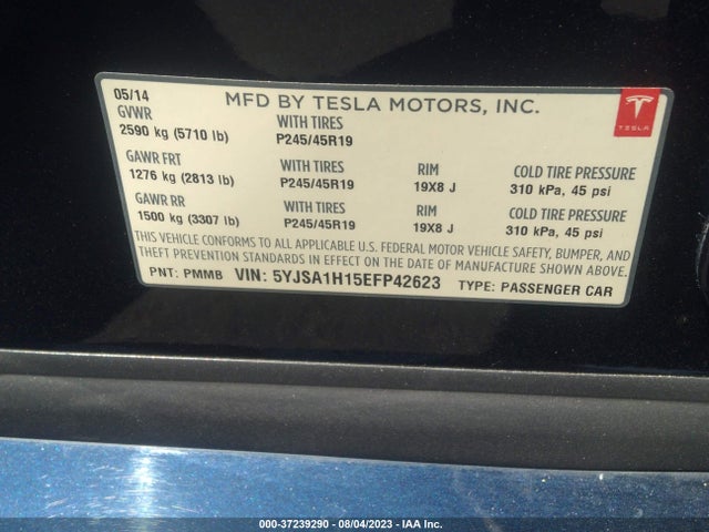 5YJSA1H15EFP42623 Tesla Model S 60 Kwh Battery/p85