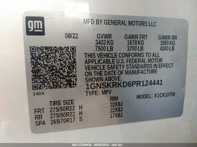 Chevrolet TAHOE RST 2023 1GNSKRKD6PR124441 Image 9