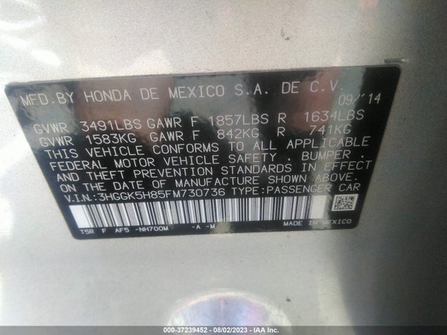 Honda Fit Ex-l/ex 2015 3HGGK5H85FM730736 Image 15