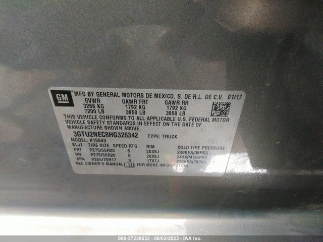 GMC Sierra 1500 Slt 2017 3GTU2NEC8HG326342 Image 9