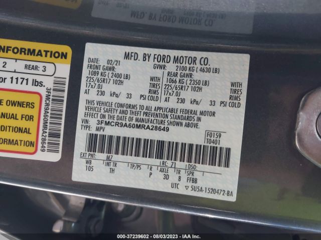3FMCR9A60MRA28649 Ford Bronco Sport Base