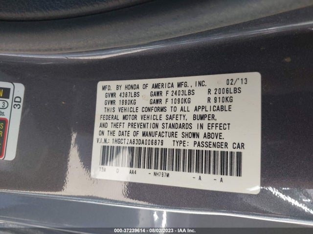 2013 HONDA ACCORD CPE EX-L VIN: 1HGCT2A83DA006879