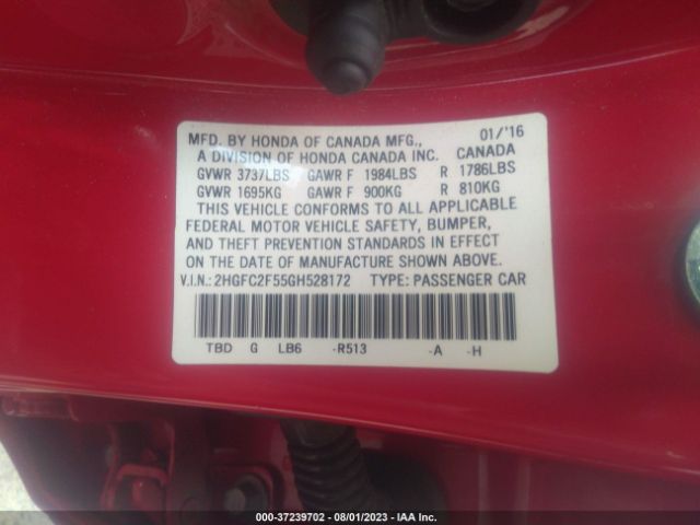 2HGFC2F55GH528172 Honda Civic Sedan Lx