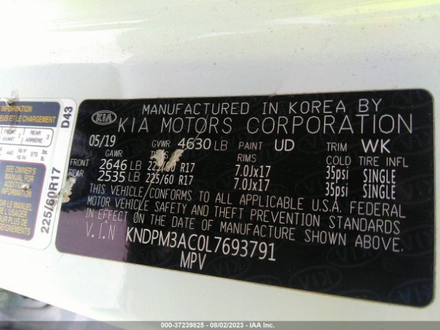 KNDPM3AC0L7693791 KIA Sportage Lx