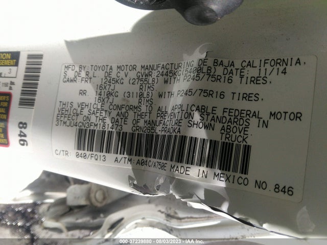 Toyota Tacoma Prerunner 2015 3TMJU4GN3FM181473 Image 16