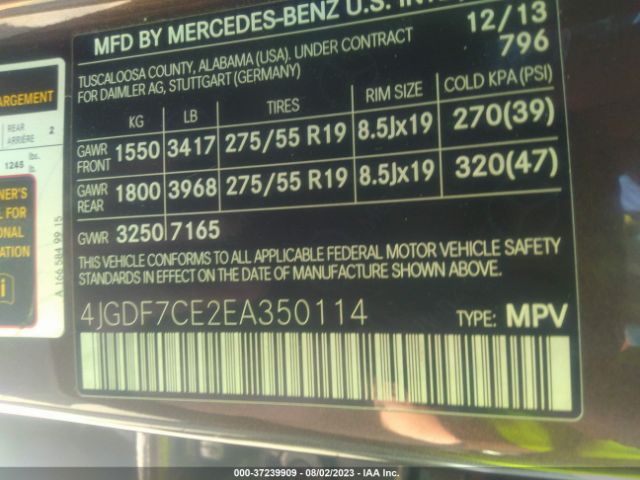 4JGDF7CE2EA350114 Mercedes-Benz Gl-class Gl 450