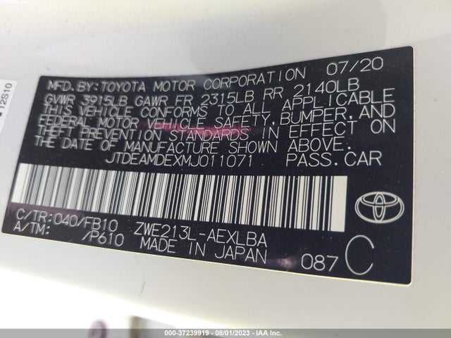 Toyota Corolla Hybrid Le 2021 JTDEAMDEXMJ011071 Image 15