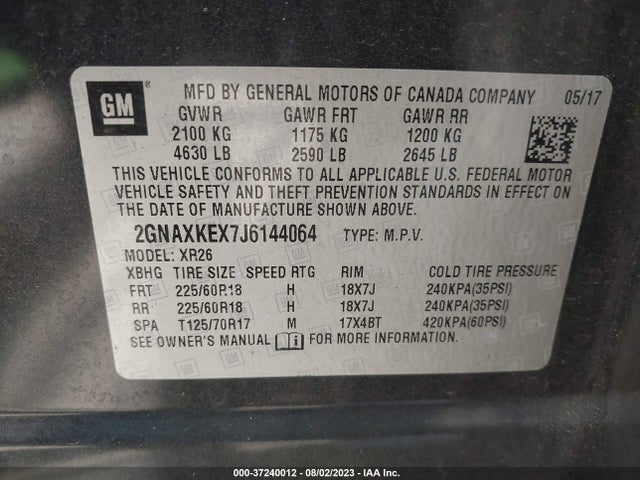 Chevrolet EQUINOX LT 2018 2GNAXKEX7J6144064 Image 9