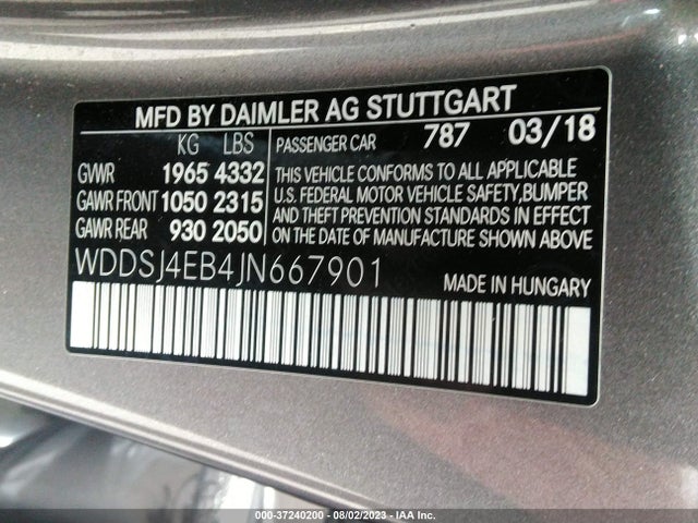 WDDSJ4EB4JN667901 Mercedes-Benz Cla Cla 250