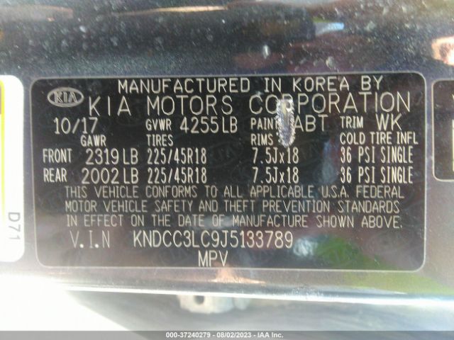 KNDCC3LC9J5133789 KIA NIRO EX