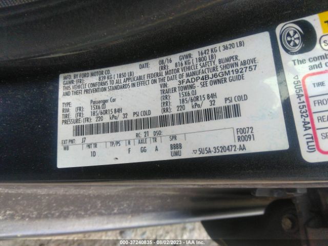 3FADP4BJ6GM192757 Ford FIESTA SE