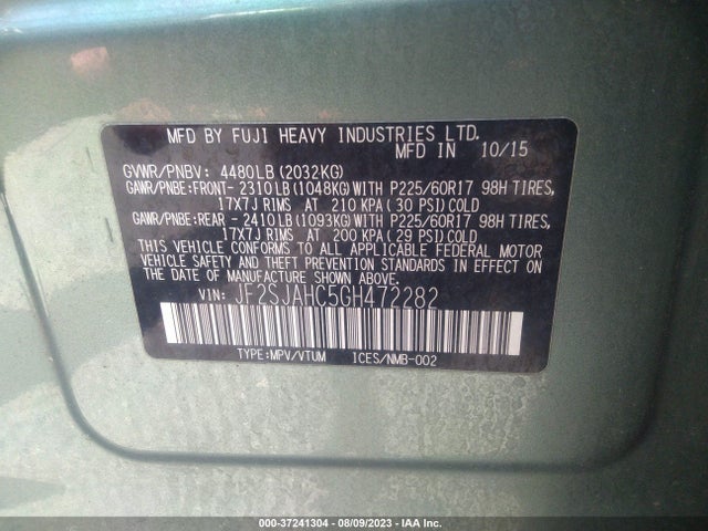 2016 SUBARU FORESTER 2.5I LIMITED VIN: JF2SJAHC5GH472282