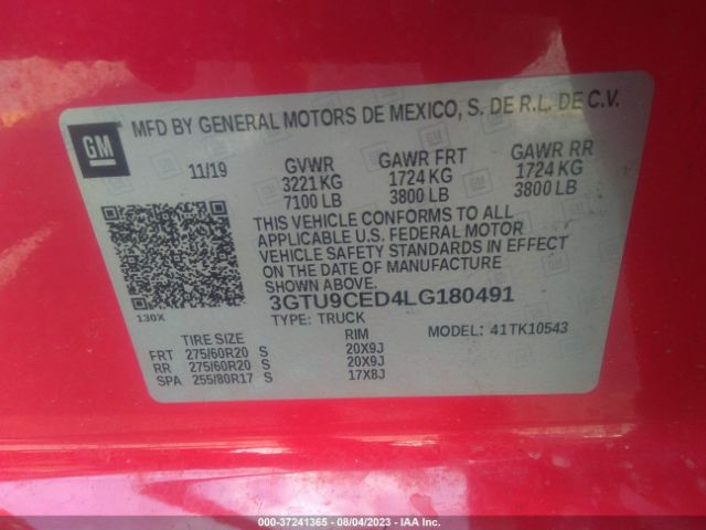 3GTU9CED4LG180491 GMC Sierra 1500 Elevation