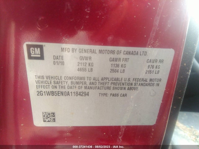 2010 CHEVROLET IMPALA LT VIN: 2G1WB5EN0A1184294