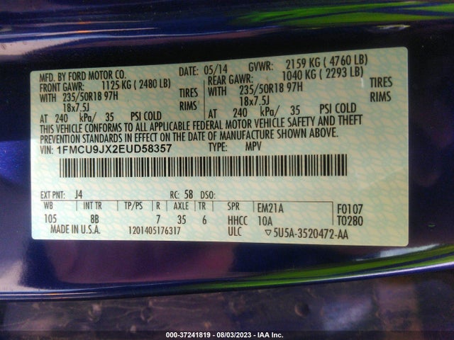 Ford Escape Titanium 2014 1FMCU9JX2EUD58357 Image 11