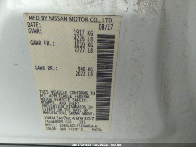 1N4AL3AP7HC499307 Nissan Altima 2.5 Sl
