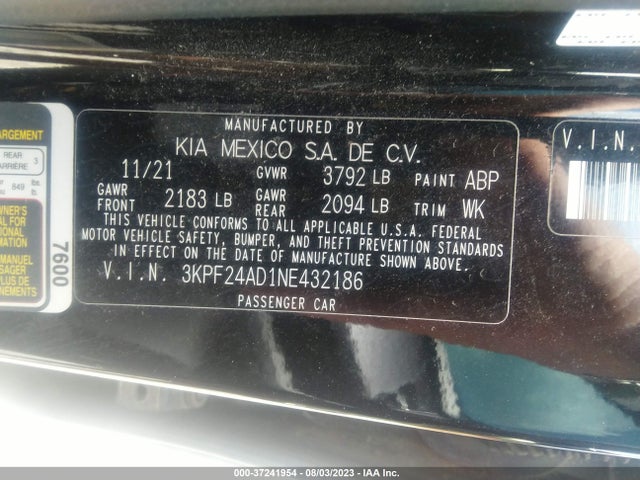 KIA FORTE FE 2022 3KPF24AD1NE432186 Image 9