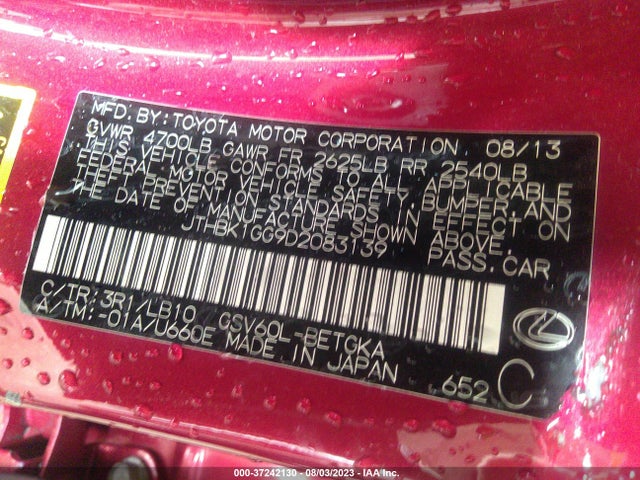 2013 LEXUS ES 350 JTHBK1GG9D2083139 Photo 8