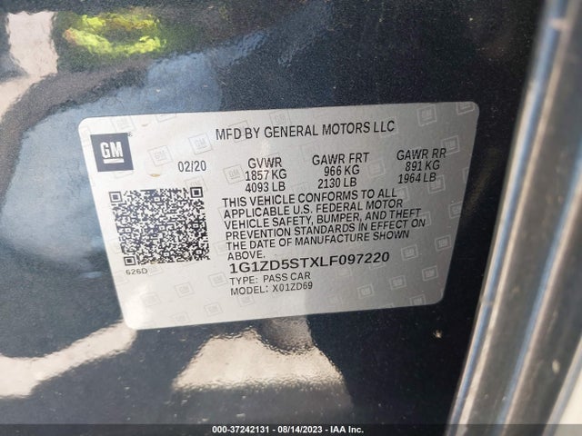 Chevrolet MALIBU LT 2020 1G1ZD5STXLF097220 Image 9