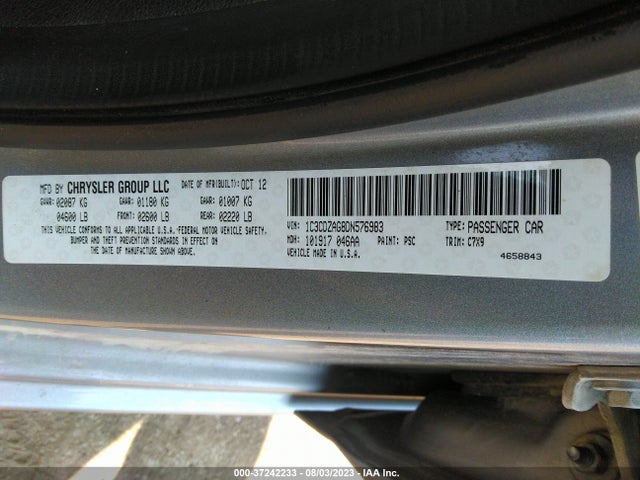 2013 DODGE AVENGER SE V6 VIN: 1C3CDZAG8DN576983