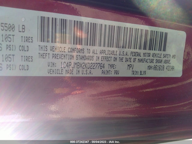 1C4PJMBX2KD227764 Jeep Cherokee Trailhawk Elite