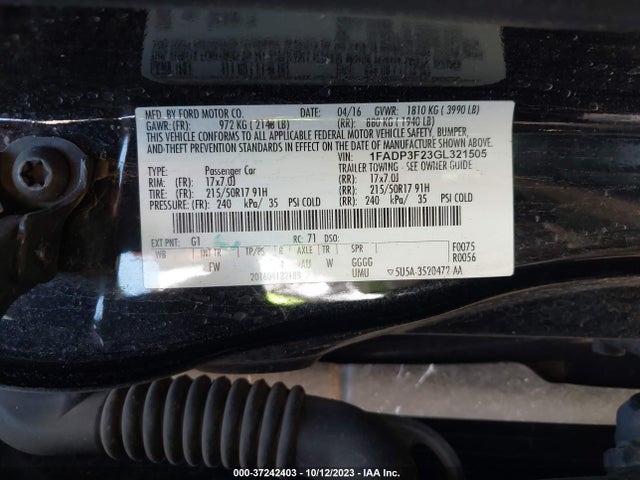 Ford FOCUS SE 2016 1FADP3F23GL321505 Image 9