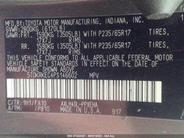 2023 Toyota Sienna, VIN: 5TDKRKEC4PS146602