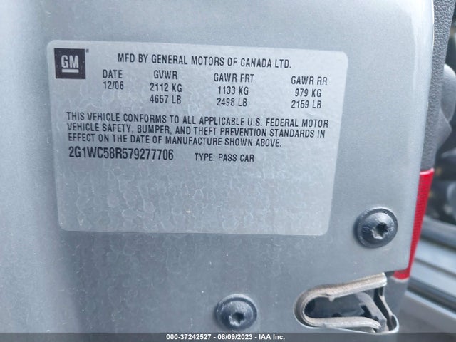 2007 CHEVROLET IMPALA 3.9L LT VIN: 2G1WC58R579277706