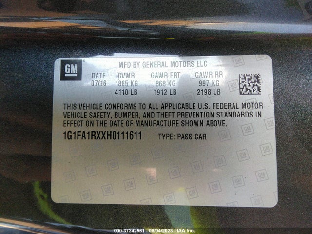 Chevrolet Camaro 1lt 2017 1G1FA1RXXH0111611 Image 9