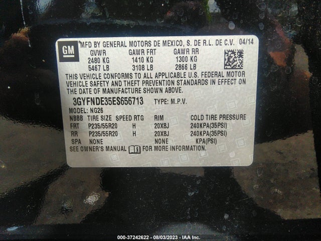 3GYFNDE35ES656713 Cadillac Srx Premium Collection