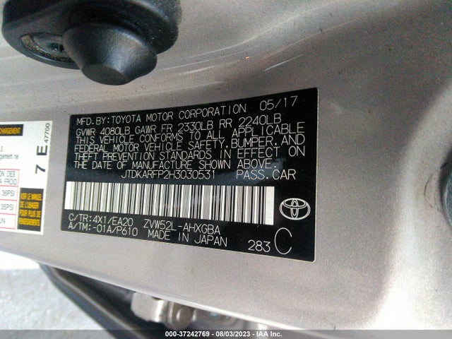 Toyota Prius Prime Plus/premium/advanced 2017 JTDKARFP2H3030531 Image 9
