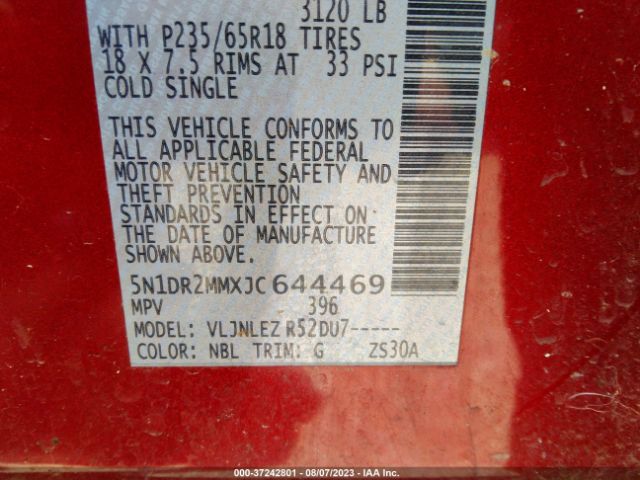 5N1DR2MMXJC644469 Nissan Pathfinder Sv