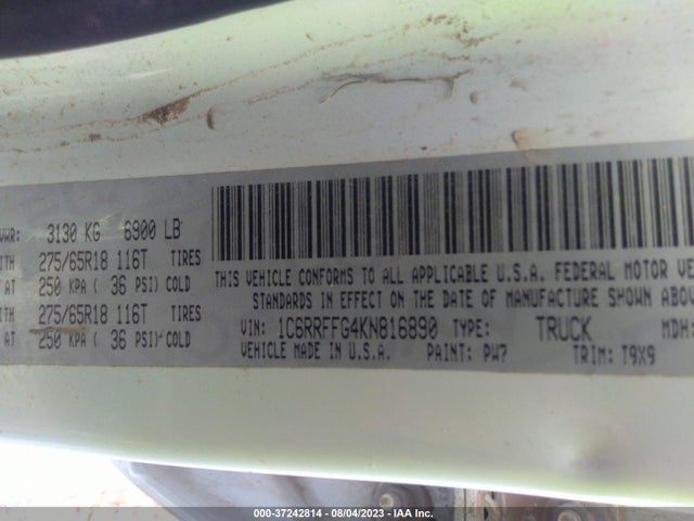 1C6RRFFG4KN816890 RAM 1500 Big Horn/lone Star