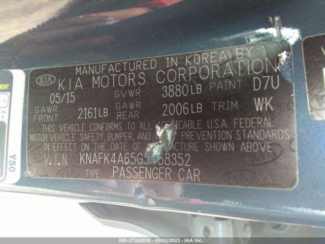 KNAFK4A65G5458352 KIA FORTE LX