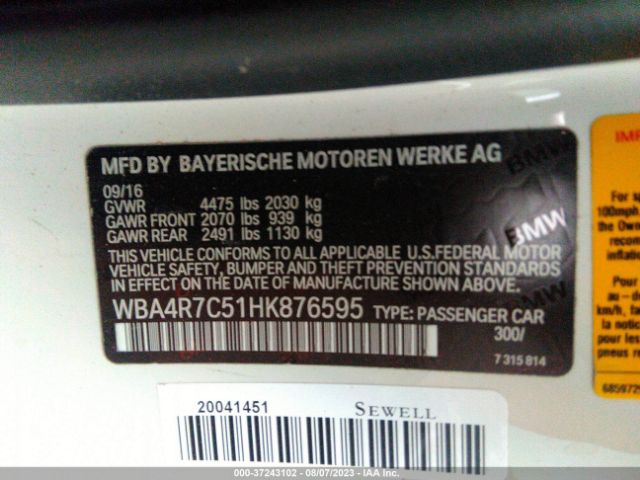 WBA4R7C51HK876595 BMW 4 Series 430i