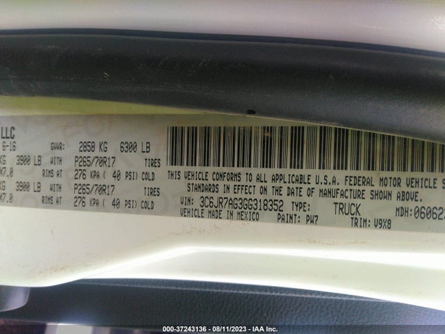 3C6JR7AG3GG318352 RAM 1500 Express