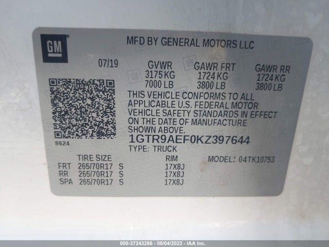 GMC SIERRA 1500 2019 1GTR9AEF0KZ397644 Image 9