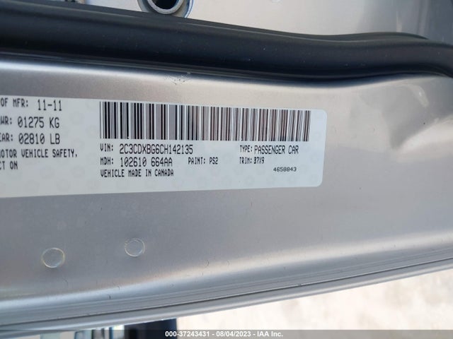 2012 DODGE CHARGER SE VIN: 2C3CDXBG6CH142135