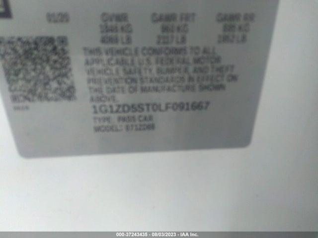Chevrolet MALIBU LT 2020 1G1ZD5ST0LF091667 Image 9