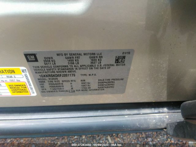 1GKKRSKD6FJ261179 GMC ACADIA SLT