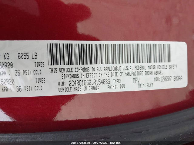 2C4RC1GG2JR154885 Chrysler Pacifica Limited
