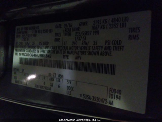 1FMCU9G94HUB81842 Ford ESCAPE SE