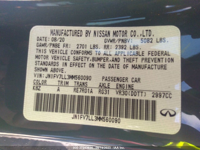 2021 Infiniti Q60, VIN: JN1FV7LL3MM560090