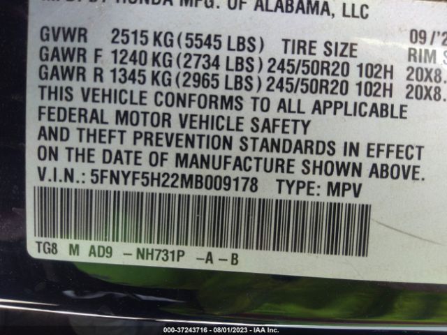 5FNYF5H22MB009178 Honda Pilot Special Edition