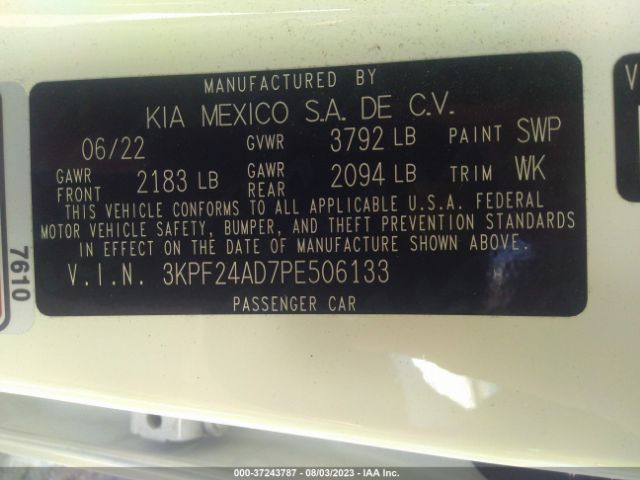 3KPF24AD7PE506133 KIA Forte Lxs