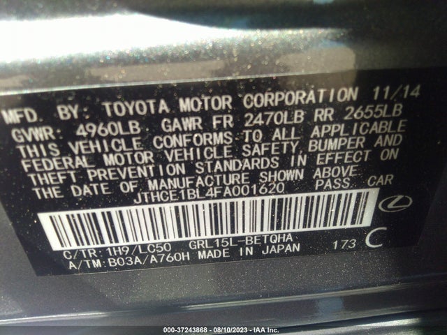 JTHCE1BL4FA001620 Lexus GS 350