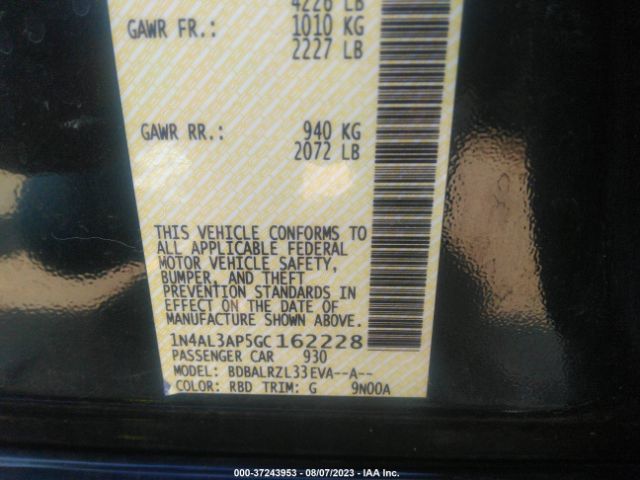 1N4AL3AP5GC162228 Nissan Altima 2.5 Sl
