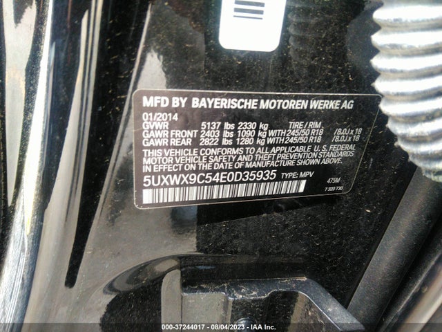 BMW X3 Xdrive28i 2014 5UXWX9C54E0D35935 Image 9